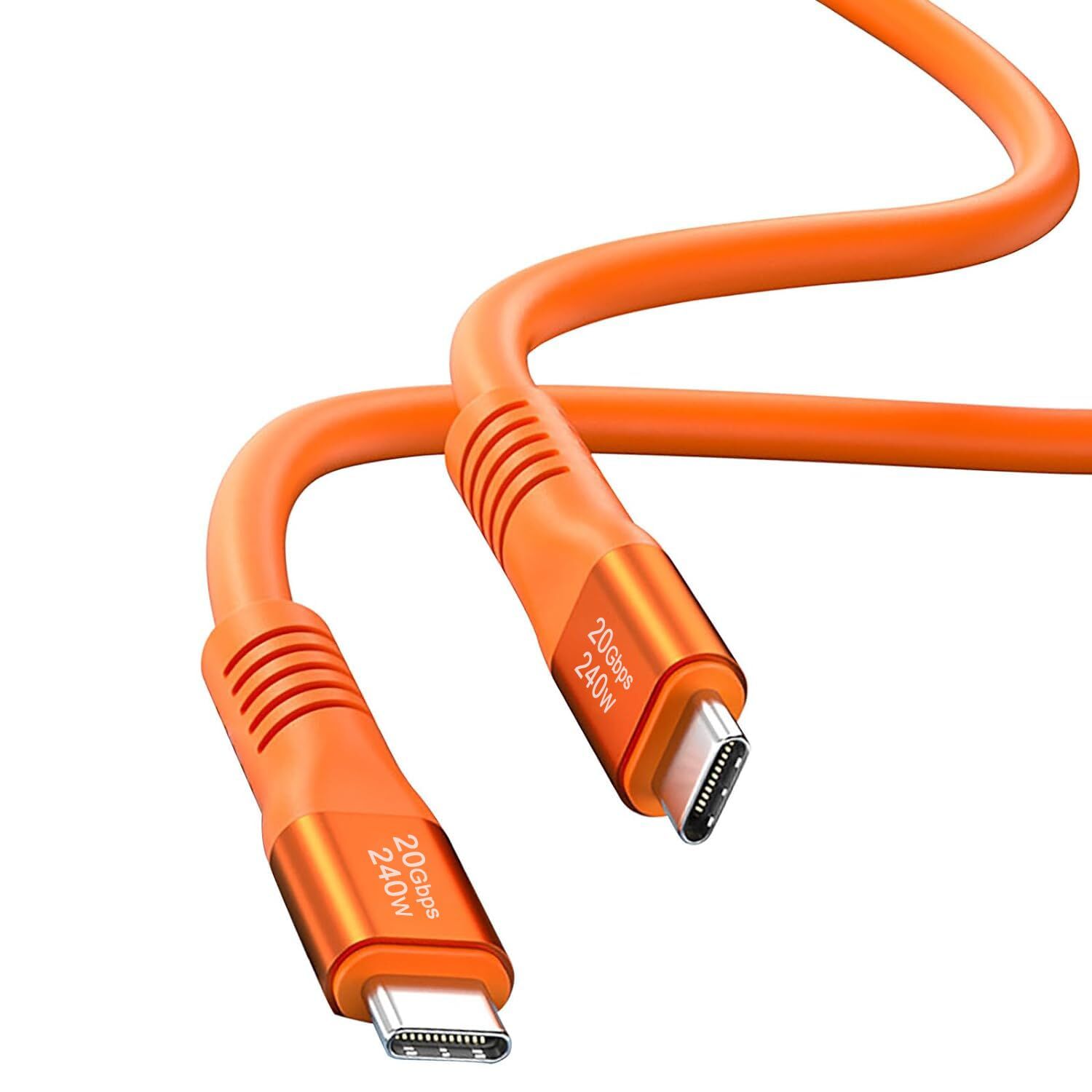 The orange Grtoed 20Gbps 240W USB-C cable